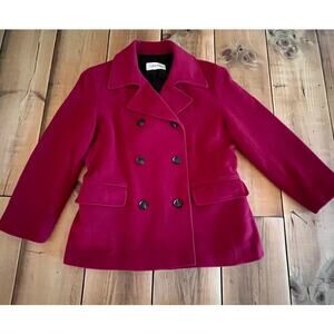Calvin Klein Women's Red Pea Coat. Pockets. buttons. READ!